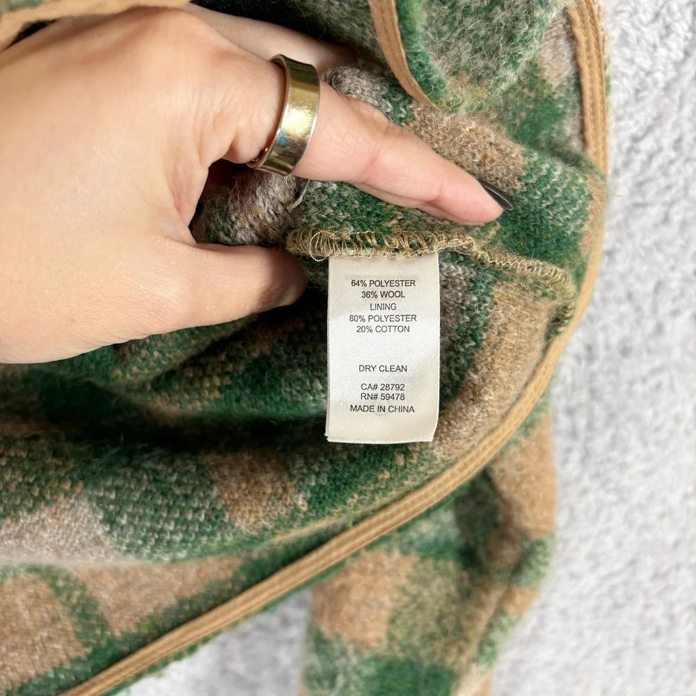 House‎ of Harlow 1960 Plaid Cropped Shirt Jacket Green Tan Size XS Wool Blend